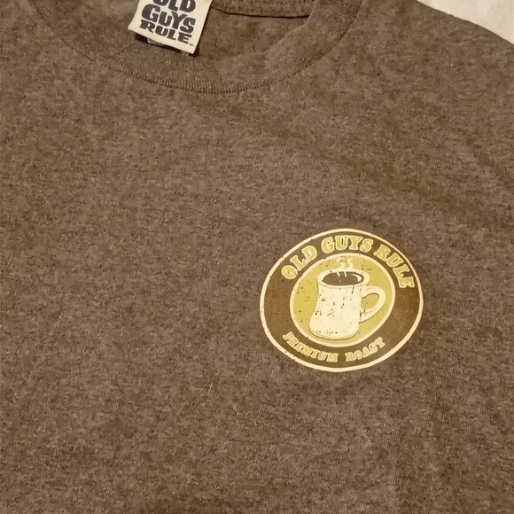 Old Guys Rule Premium Roast Coffee Graphic T-Shirt Brown Short Sleeve Cotton Ble - Picture 4 of 7